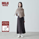 無(wú)印良品（MUJI）減輕頸部刺癢感羊毛混羅紋編織斗篷披肩 圍脖冬季DDB43A4A 米色