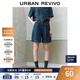 UR2025秋季新款女裝休閑復古水洗壓褶牛仔短褲UYU850039 藍色 26