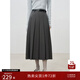 自巧小個子高腰顯瘦A字壓褶半身裙女2024冬裝新款梨型身材百褶裙 水貂灰 M （4碼）