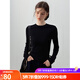 Olrain歐芮兒純色坑條長袖T恤女秋裝2025新款修身顯瘦上衣內(nèi)搭打底衫 黑色 L