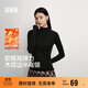 森馬（Semir）長(cháng)袖T恤女半高領(lǐng)緊身冬季2025發(fā)熱抓絨木耳邊打底衫109725101013