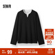 森馬（Semir）長(cháng)袖T恤男拼色假兩件t恤華夫格肌理上衣25秋寬松百搭109725101106