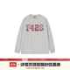 F426國潮牌秋季寬松慵懶大logo格子貼繡長袖T恤 白花灰色 M