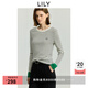 LILY2025秋新款綿羊毛混紡撞色條紋休閑百搭圓領(lǐng)長(cháng)袖針織衫女內搭 601白色 L