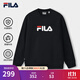 FILA 斐樂官方情侶款套頭衛(wèi)衣25秋冬季新款休閑寬松長袖加絨保暖上衣 【加絨款】正黑色-BK L 175/96A/L
