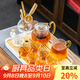 瓷牌茗 玻璃茶具套裝耐熱透明功夫茶杯家用泡花茶壺帶過(guò)濾內膽加厚耐熱紅茶泡茶器 魚(yú)鱗《龍鱗壺》10件+茶道+《行云白》長(cháng)方盤(pán)