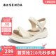 森達羊皮涼鞋女夏新商場(chǎng)同款簡(jiǎn)約厚底增高休閑涼鞋SZM01BL4 米白 38