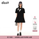 DZZIT【爆款補單】地素春夏甜酷少女黑白撞色蝴蝶結繡花連衣裙女 黑色 XS