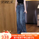 VHLK輕奢潮牌女裝牛仔褲女2025春夏季新款小個(gè)子復古高腰闊腿直筒褲女 藍色-長(cháng)褲 【款】 常規 L 28 105-115斤