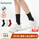 熱風（Hotwind）冬季新款女士時尚百搭柔軟高幫襪簡約舒適保暖加厚襪子 01黑色 1雙 均碼