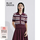 BLUE ERDOS針織短袖女裝早秋學院風層次感條紋設計針織衫B245D1019 波爾多紅 170/88A/L