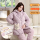 特絲格斯（TSGS）冬季加絨加厚連帽睡衣女套裝月子服三層夾棉法蘭絨棉襖孕婦家居服 寶寶熊-紫(孕婦裝-可調節腰帶) 2XL (建議體重130-160)