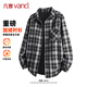 凡客誠品（VANCL）重磅加絨襯衫男士秋冬季法蘭絨格紋青少年長(cháng)袖襯衫 黑白格 L