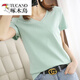 啄木鳥(niǎo)（TUCANO）絲光棉t恤女2025年夏季純色簡(jiǎn)約v領(lǐng)寬松顯瘦短袖女士上衣設計感潮 豆綠V領(lǐng)短袖XL【建議120-135斤】