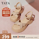 他她（TATA）涼鞋女鞋2025秋季新款休閑厚底法式氣質(zhì)時裝涼鞋女 杏色 36