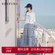 詩(shī)凡黎（'SEIFINI）【蘇格蘭】詩(shī)凡黎撞色格紋A字半身裙2025夏新款通勤顯瘦高腰長(cháng)裙 天藍 M