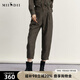 謎底格子蘿卜褲女冬新款復古千鳥(niǎo)格毛呢休閑九分褲234MK1504 灰咖格 M