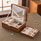 侶薇輕奢高檔木質(zhì)紋首飾盒項鏈盒女友生日禮物高顏值首飾收納盒大容量 輕奢紅木紋皮帶鏡子 23*17*9cm A002-6