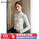 Olrain歐芮兒小高領(lǐng)套頭蕾絲長袖打底衫女裝秋季2025新款修身氣質(zhì)上衣 杏色 XL