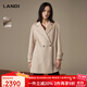 藍地（LANDI）97山羊絨手工雙面呢大衣女毛呢外套中長(cháng)款冬季新款 奶咖色 M
