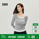森馬（Semir）長(zhǎng)袖T恤女秋短款假兩件蕾絲花邊修身2025小性感上衣10A525101004