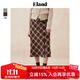 ELAND衣戀直筒裙女簡(jiǎn)約風(fēng)H型經(jīng)典格紋羊毛半身裙2025冬季新款 棕色(85)Brown S 160