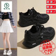 啄木鳥(niǎo)女鞋踩屎感軟底全黑色上班工作運動(dòng)鞋春秋季久站不累腳廚房防滑鞋 黑色  偏小 39 (245mm)