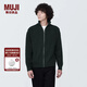無(wú)印良品（MUJI）男式 可水洗 棱紋編織 拉鏈開(kāi)衫 短外套 男士毛衣男款 AA0QFA4S 黑色 L (175/100A)