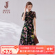 經(jīng)典故事（JANE STORY）2025新款大花朵碎花連衣裙女夏天修身知性氣質(zhì)法式雪紡裙小個(gè)子 R33黑底粉花 S