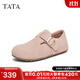 他她（TATA）勃肯鞋2025秋季新款復古女鞋圓頭休閑平底單鞋 粉色 38