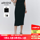 艾諾絲雅詩【商場同款】ariose夏季新品時(shí)尚百搭高腰開叉半身裙30423597 黑色 M