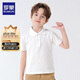 羅蒙男童短袖polo衫校園服飾春夏新款T恤女童班服 白色短袖POLO衫 160