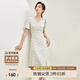 尚都比拉夏季V領(lǐng)碎花連衣裙中長(zhǎng)款收腰顯瘦氣質(zhì)印花裙子 杏底花色 S 