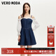VEROMODA連衣裙女2025新款牛仔雪紡拼接修身A字裙子3252005 中特深牛仔藍色 M
