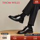 THOM WILLS布洛克德比鞋男休閑英倫風(fēng)商務(wù)正裝男士皮鞋真皮厚底增高冬季男鞋 黑色亮皮D281-1 41 /7.5碼