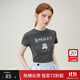 范思藍(lán)恩煙藍(lán)玫瑰字母短袖t恤女夏2024新款設(shè)計(jì)感印花上衣寬松通勤休閑褲 深灰色（T恤） S