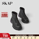 圣伽步（SKAP）短靴女士高幫厚底戶(hù)外運動(dòng)休閑靴 黑色 37