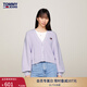 TOMMY JEANS秋冬女裝慵懶風(fēng)純棉復古刺繡紐扣V領(lǐng)燈籠袖寬松針織開(kāi)衫外套 淺紫色W06 XS （推薦：100斤以下）