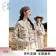 紫涵（ZIHAN）紫涵格紋鉤花針織開(kāi)衫女秋季日系設計感短款寬松毛衣外套 米底繡花 M