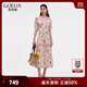 歌莉婭真絲連衣裙女2025新款度假風(fēng)穿搭桑蠶絲長(cháng)裙1E6L4K99A 93D淡粉鳶尾花印花 L