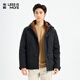 利郎輕時(shí)尚男裝【格紋肌理】羽絨服男連帽雙重門(mén)襟防風(fēng)保暖通勤外套 黑色（2Y） XL (175)