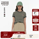 Teenie Weenie小熊女裝條紋短袖T恤2025夏季新款時(shí)髦多彩短款上衣 軍綠色 S