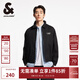 杰克·瓊斯（JACK&JONES）25年男裝春秋款外套男多色商務(wù)休閑夾克翻領(lǐng)100%純棉行政夾克短款 E40黑色 M