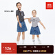 little MO&Co.童裝夏裝女童網(wǎng)球風(fēng)運(yùn)動(dòng)透氣A字牛仔裙褲短褲兒童褲子 牛仔藍(lán)色 140 140/58