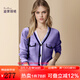 迪菲麗格洋氣紫色開(kāi)衫毛衣外套女秋冬裝2024新款小香風(fēng)針織衫上衣 圖片色 S