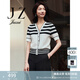 玖姿（JUZUI）商場(chǎng)同款老錢(qián)風(fēng)條紋針織T毛衫女裝夏款JZEX30803 條米白 M