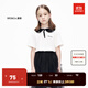 little MO&Co.抑菌 童裝女童小衫娃娃領(lǐng)短袖T恤小女生兒童上衣女孩 本白色 130 130/60