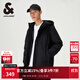 杰克·瓊斯（JACK&JONES）秋季新款保暖潮流運動(dòng)純色抽繩連帽休閑棉服外套男裝225109010 黑色E40 L