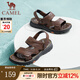 駱駝（CAMEL）新款磨砂牛皮柔軟兩穿涼拖舒適商務(wù)男士涼鞋 G13M211017 深棕色腳背高拍大一碼 42