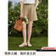 紫涵（ZIHAN）紫涵闊腿西裝短褲女夏季通勤百搭高腰寬松休閑A字五分褲 卡其綠 XL